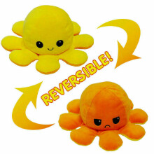 (Yellow & Orange) Octopus Mood Toy Reversible Double-Sided Flip Octopus Doll TikTok