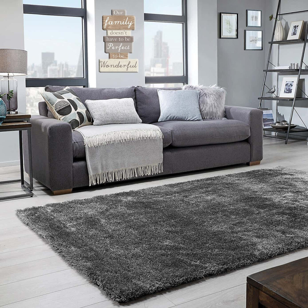 (Dark Grey, 160cm x 230cm) Abaseen Soft Cosy Shaggy Rugs Modern Rugs Carpet