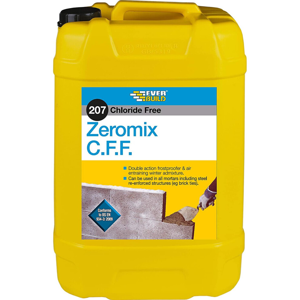 Everbuild 207 Zeromix C.F.F., Chloride Free Frostproofer Mortar Admixture, 25 Litre