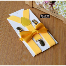 (06# Yellow) Adjustable Suspender and Bow Tie Set Boy Girl Baby