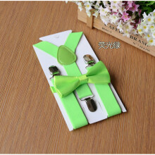 (01# FluorescenceGreen) Adjustable Suspender and Bow Tie Set Boy Girl Baby