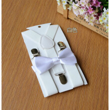 (04# White) Adjustable Suspender and Bow Tie Set Boy Girl Baby