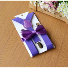 (05# Light Purple) Adjustable Suspender and Bow Tie Set Boy Girl Baby