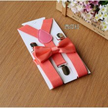 (20#WaterMelonRed) Adjustable Suspender and Bow Tie Set Boy Girl Baby