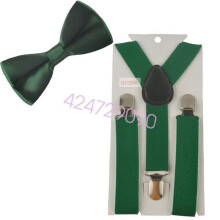 (15# Dark Green) Adjustable Suspender and Bow Tie Set Boy Girl Baby