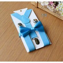 (16# Sky Blue) Adjustable Suspender and Bow Tie Set Boy Girl Baby