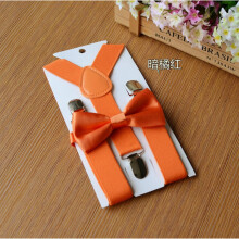 (22#Orange) Adjustable Suspender and Bow Tie Set Boy Girl Baby