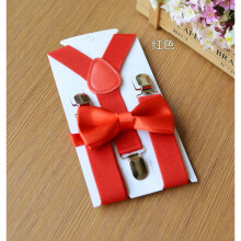 (02#Red) Adjustable Suspender and Bow Tie Set Boy Girl Baby