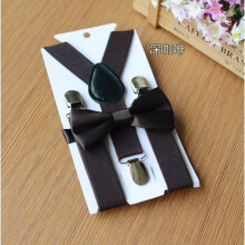 (18# DeepCoffee) Adjustable Suspender and Bow Tie Set Boy Girl Baby