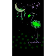 Birth of Your Baby Girl Greeting Card Hand-Finished Champagne Range Cards