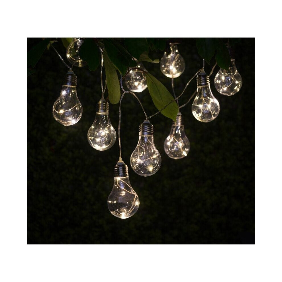 Solar Retro Bulb String Lights Pack of 10 Garden patio Fence G-0157