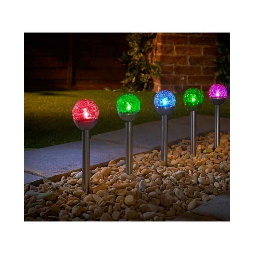 Spot On Dealz 5Pk Solar Powered Mini Crackle Ball Post Light Patio Pathway G-0160