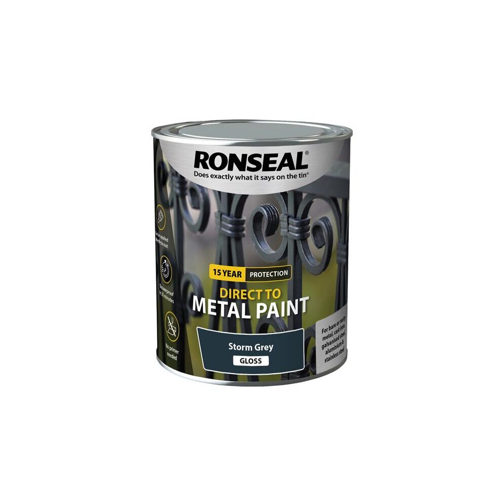 Ronseal Direct To Metal Paint Storm Grey Gloss 750ml 39207