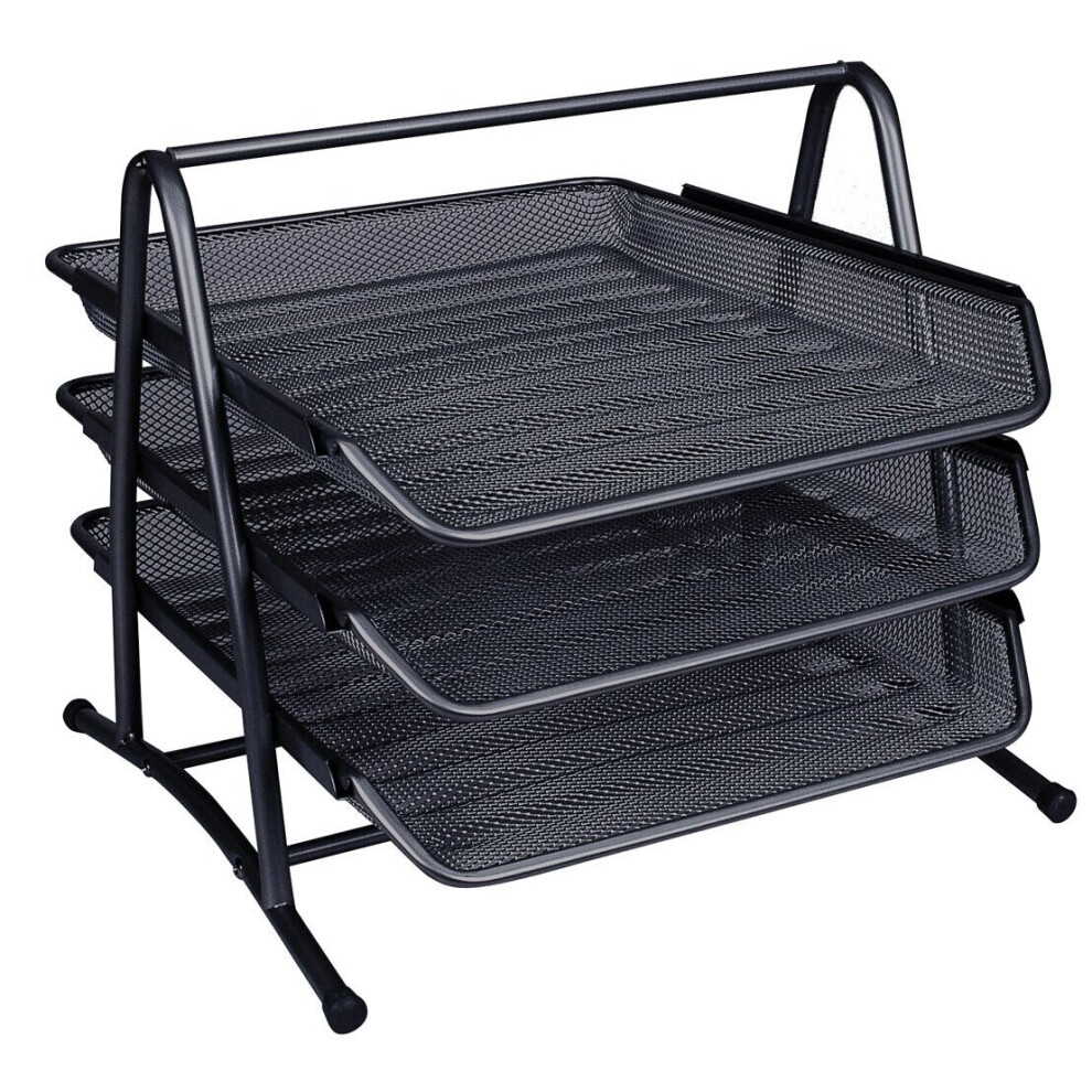 Offcie Filing Letter Trays Stacking A4 Desk Tidy Paper Document Organiser Metal Mesh