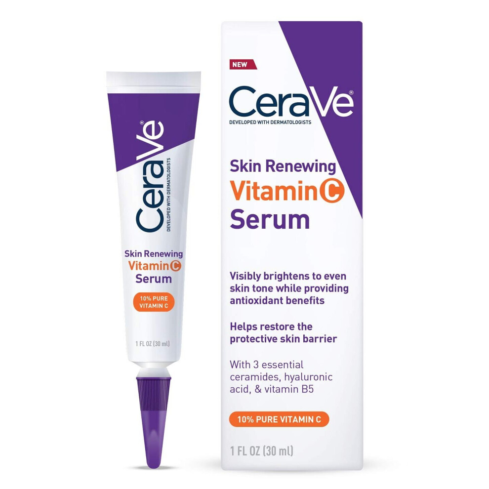 CeraVe Vitamin C Serum with Hyaluronic Acid | Skin Brightening Serum for Face with 10% Pure Vitamin C | Fragrance Free | 1 Fl. Oz