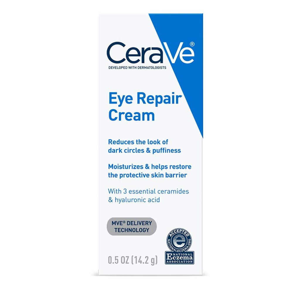 CeraVe Eye Repair Cream | 0.5 oz | Eye Cream for Dark Circles & Puffiness | Fragrance Free