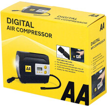 AA 12V Digital Tyre Inflator AA5502, For Cars Other Vehicles Inflatables Bicycles, Shows PSI BAR KPA 0/120 PSI, Includes Adaptors