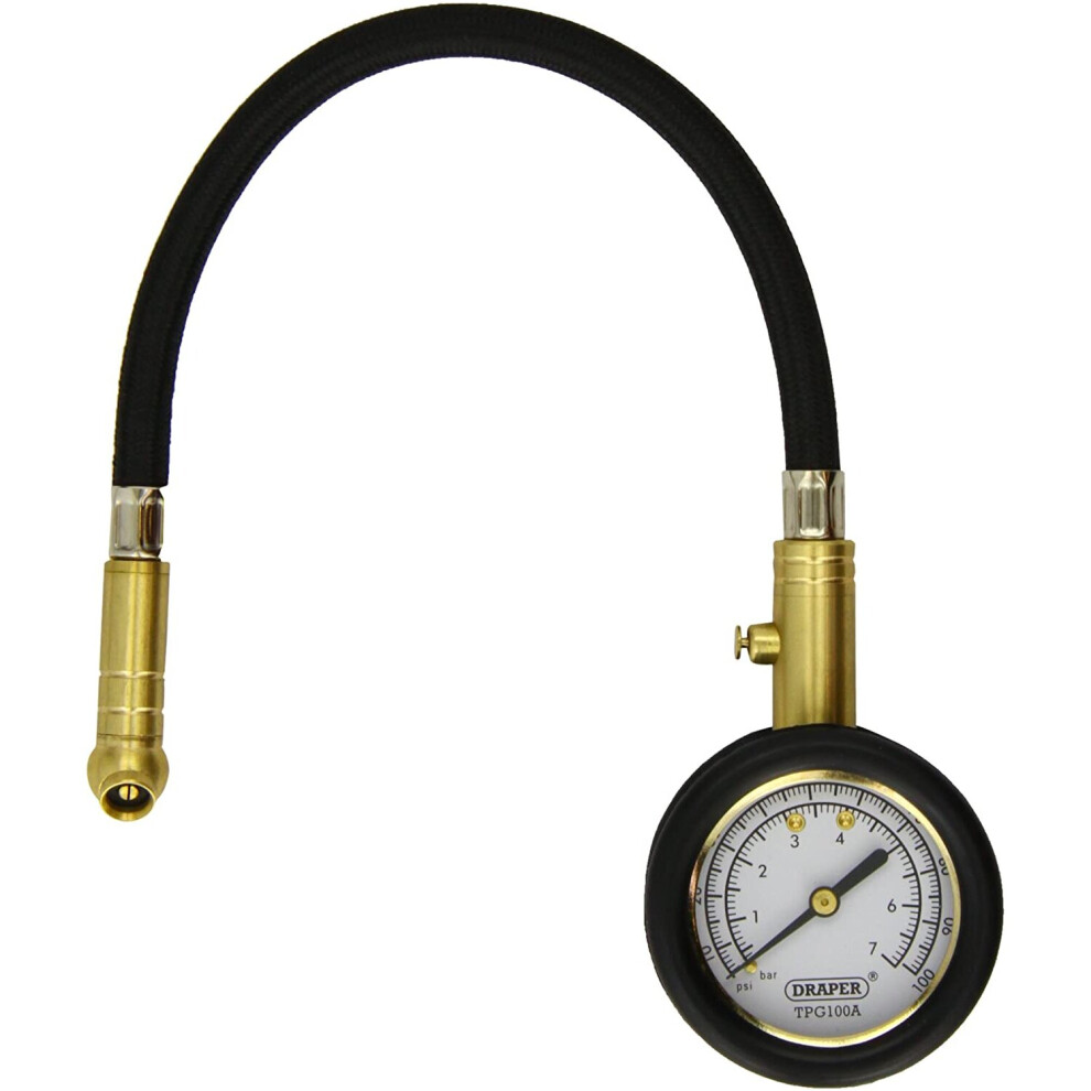 Draper 69924 Tyre Pressure Gauge with Flexible Hose