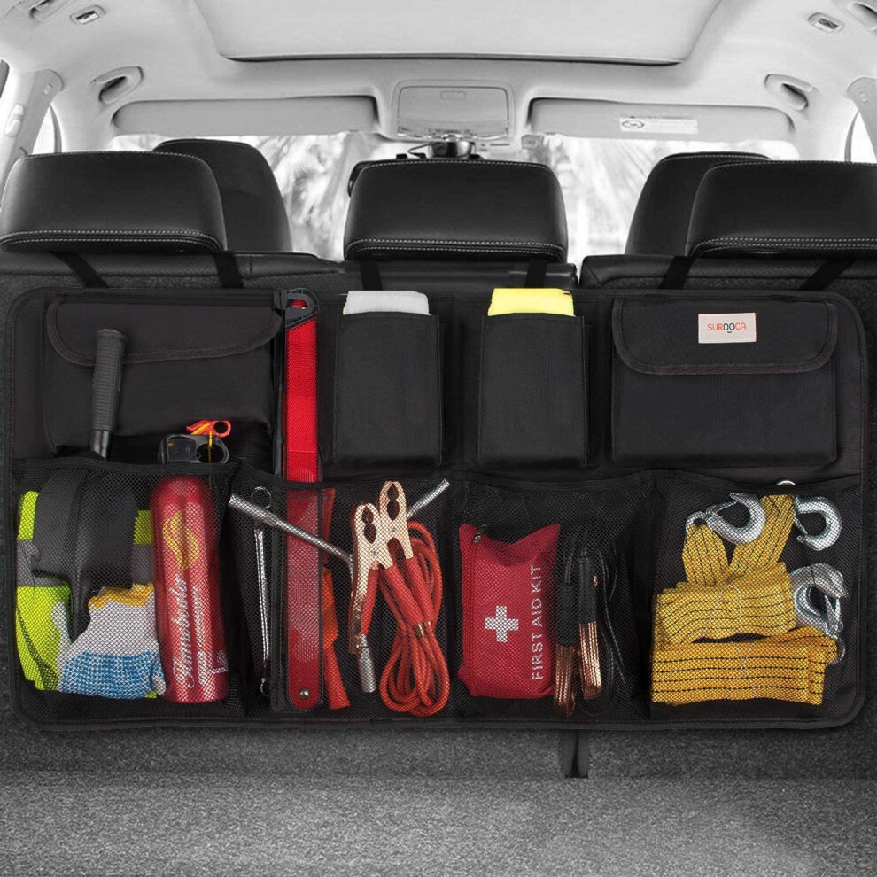Surdoca Car Boot Organiser 3Rd Gen [7 Times Upgrade] Super Capacity Car Organiser, Equipped With [Robust Elastic Net & 4 Magic Stick] Car Bo 721772790608