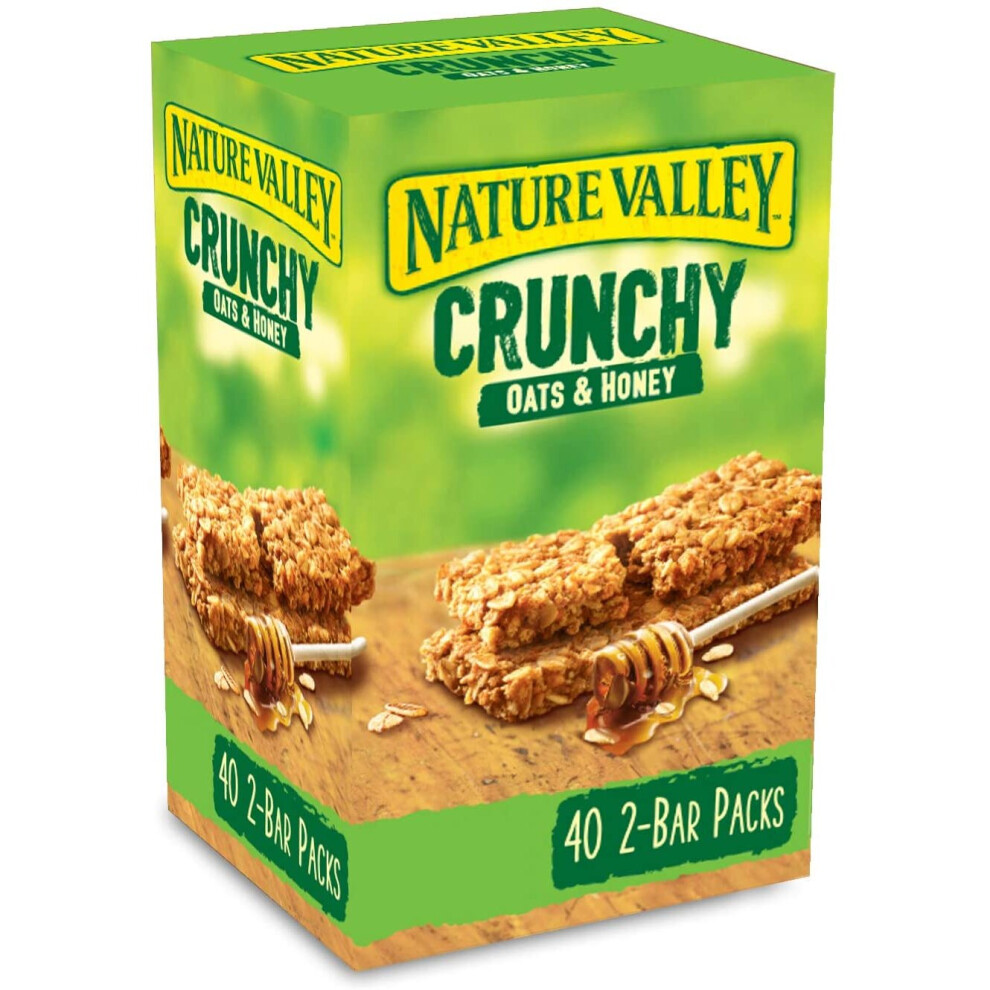 Nature Valley Crunchy Granola Bars Oats 'N' Honey - Pack Of 40 Bars, Crunchy Wholegrain Oats With Real Honey