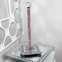 Pink Crushed Diamond Crystal filled Kitchen Tissue Roll Holder Stand
