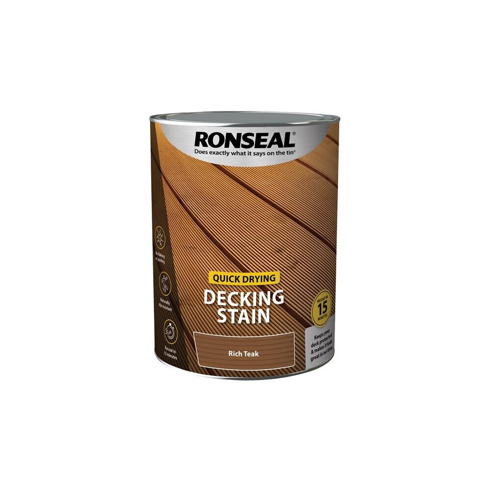 Ronseal Quick Drying Decking Stain Rich Teak 5 litre 39087