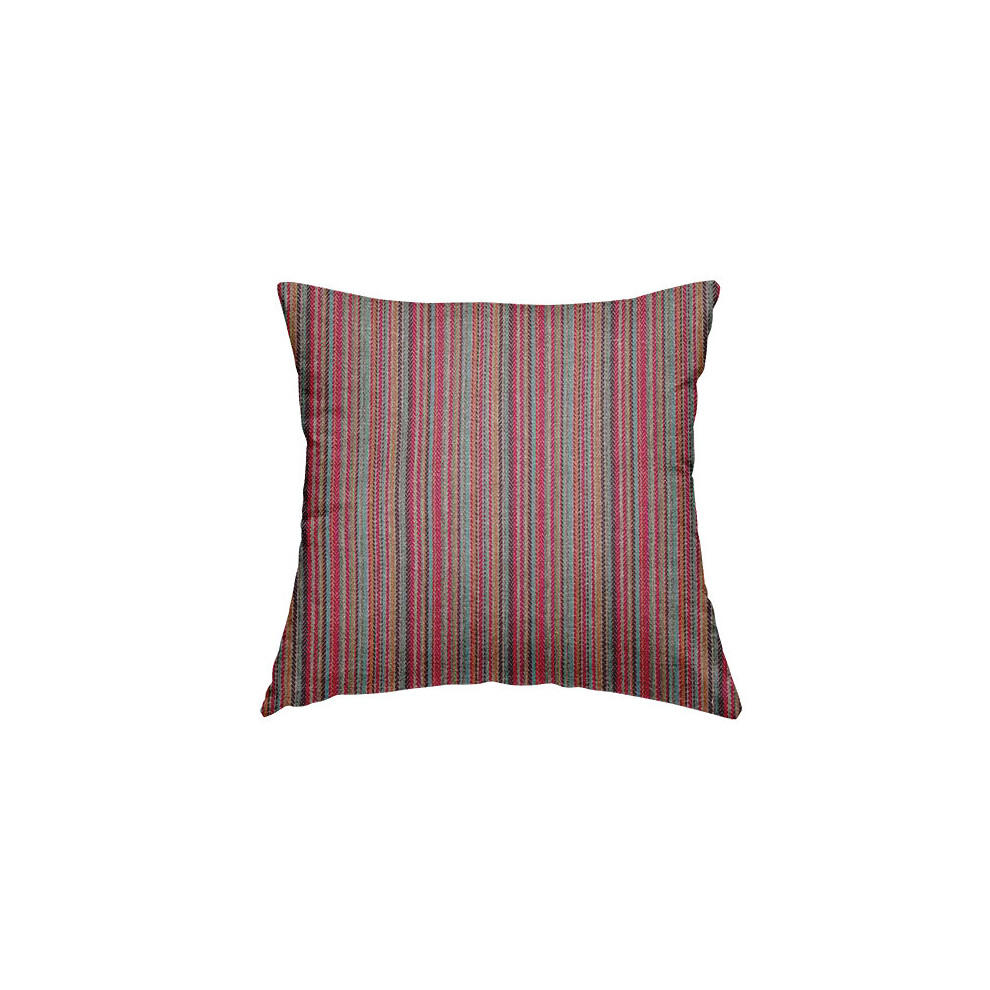 (Rectangle) Chenille Fabric Striped Grey Silver Red Pattern Cushions Piped Finish Handmade To Order-image-OPC-P7DKQ5R-NEW