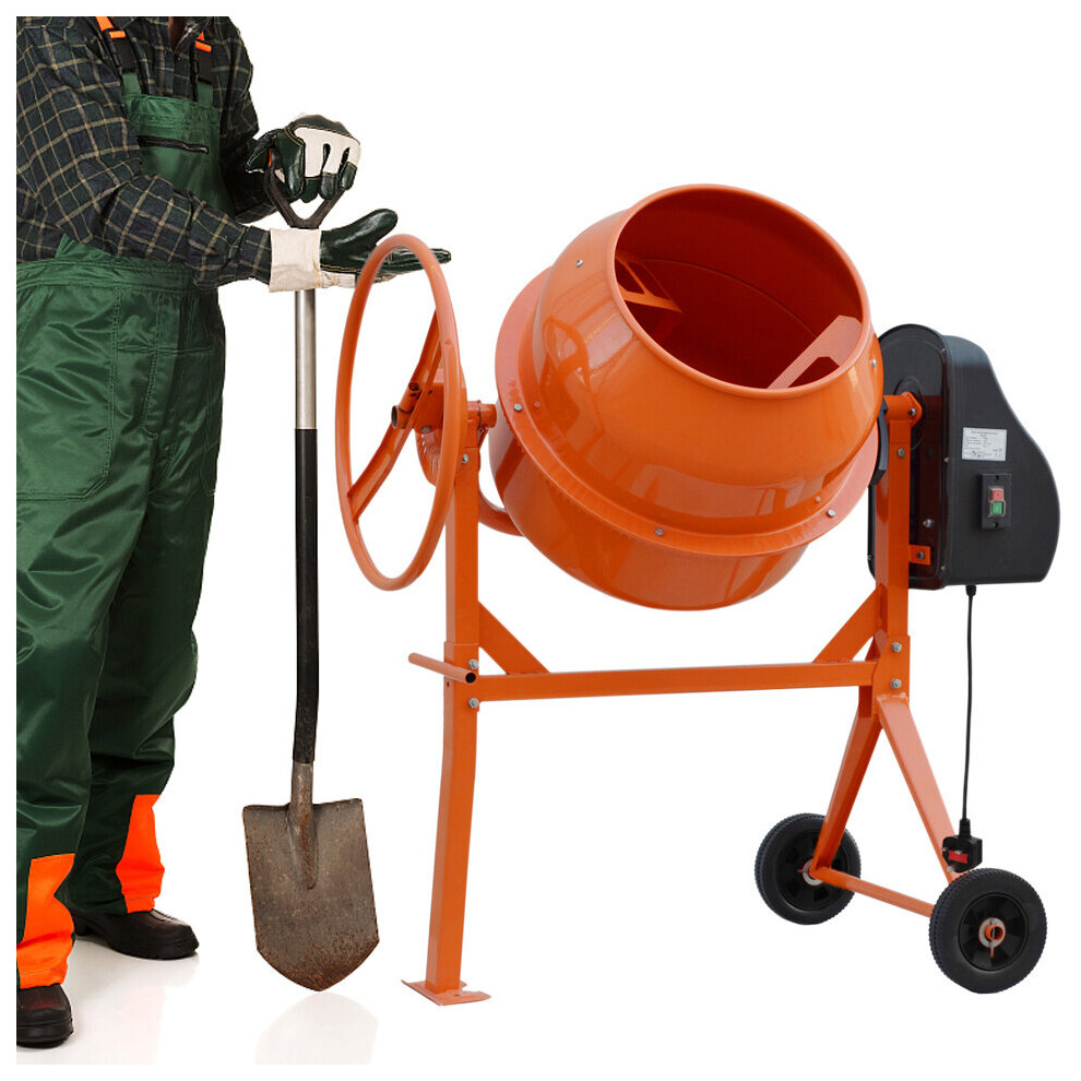 Mobile Electric Cement Mixer 120L 220V 450W Powerful Concrete Mortar Mixing Tool