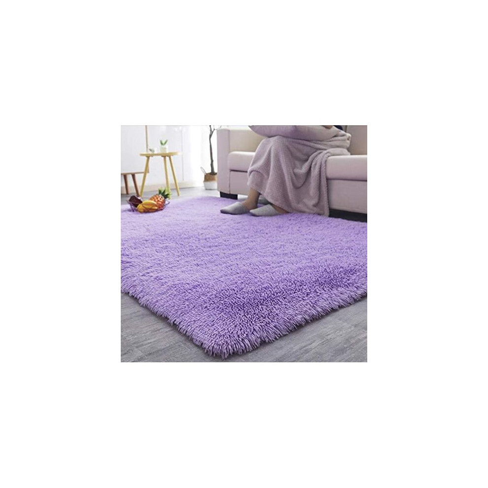 (Lilac, 80cm x 150cm ) Abaseen Comfort Soft Shaggy Rugs For Bedroom-Color