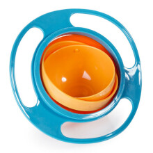 (Blue) Universal Baby Feeding Bowl 360 Degree Rotating Gyro Toddler Spill Proof Bowl