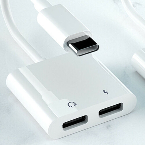 Dual 2in1 Type C To USB Headphone Audio Chargers Adapter Splitter Converters