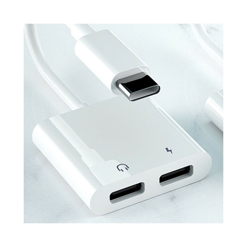 Dual 2In1 Type C To Usb Headphone Audio Chargers Adapter Splitter Converters White 699346010332