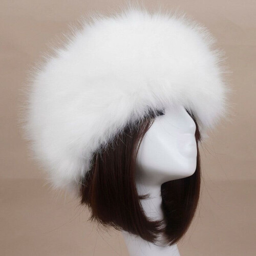 (White) Women Russian Fluffy Faux Fur Hat Winter Ski Hats