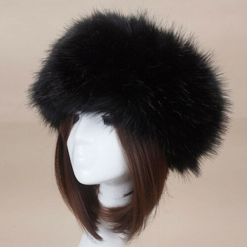 (Black) Women Russian Fluffy Faux Fur Hat Winter Ski Hats
