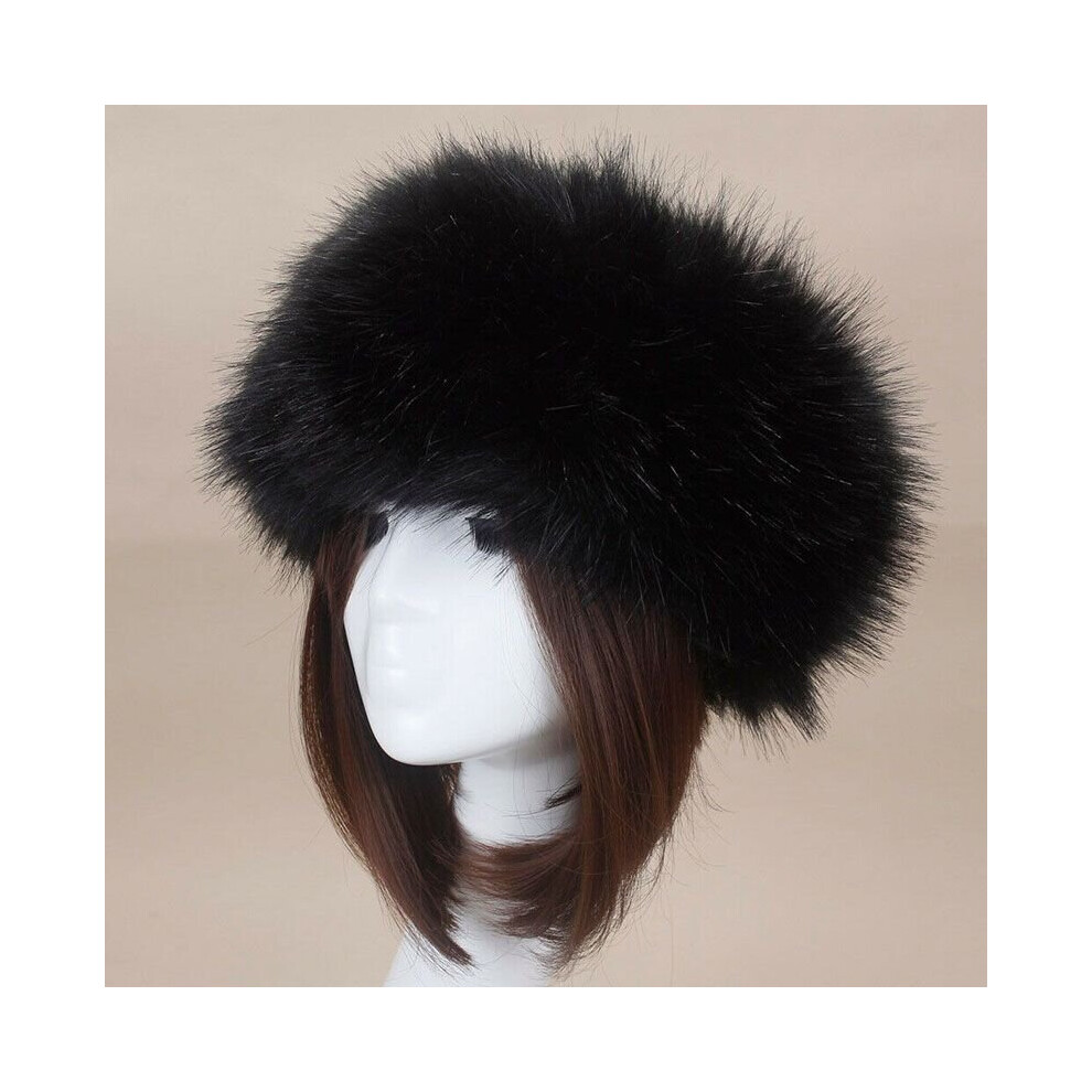 (Black) Women Russian Fluffy Faux Fur Hat Winter Ski Hats