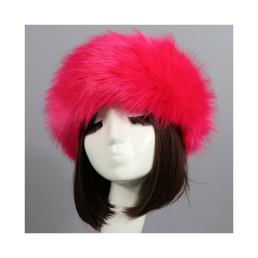 (Rose) Women Russian Fluffy Faux Fur Hat Winter Ski Hats