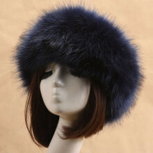 (Navy Blue) Russian Fluffy Faux Fox Fur Hat Winter Ski Hats
