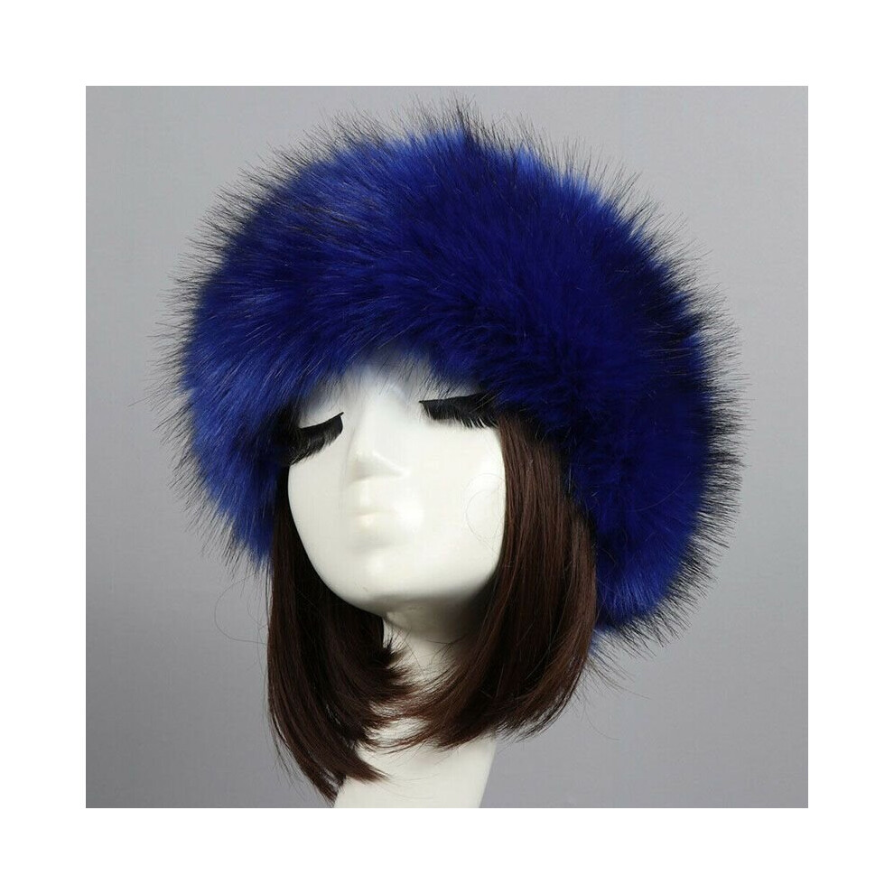 (Royal Blue) Russian Fluffy Faux Fox Fur Hat Winter Ski Hats