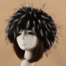 (Black&White) Women Russian Fluffy Faux Fur Hat Winter Ski Hats
