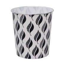 JVL Small Black Leaves Waste Paper Bin, 24.5cm x 26.5cm approx