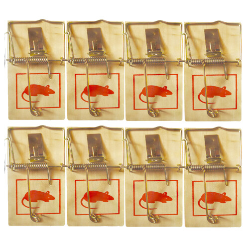 SOL 8pk Wooden Mouse Traps | Durable Reusable Snap Traps