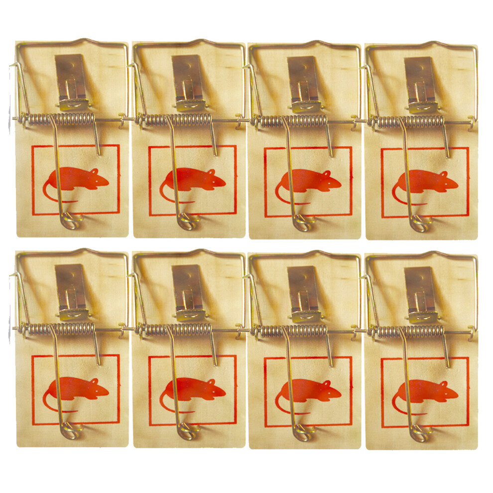 8pk Wooden Mouse Traps | Durable Reusable Snap Traps