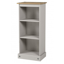 Corona Grey Wax Low Narrow Bookcase Wooden Pine Small