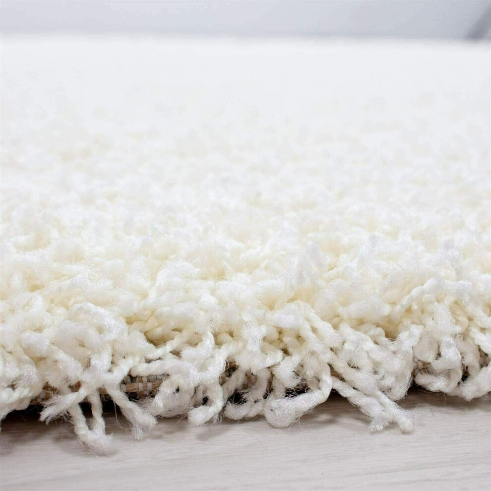 (Cream, 60cm x 110cm) Abaseen Shaggy Non Shed Thick Fluffy Rug