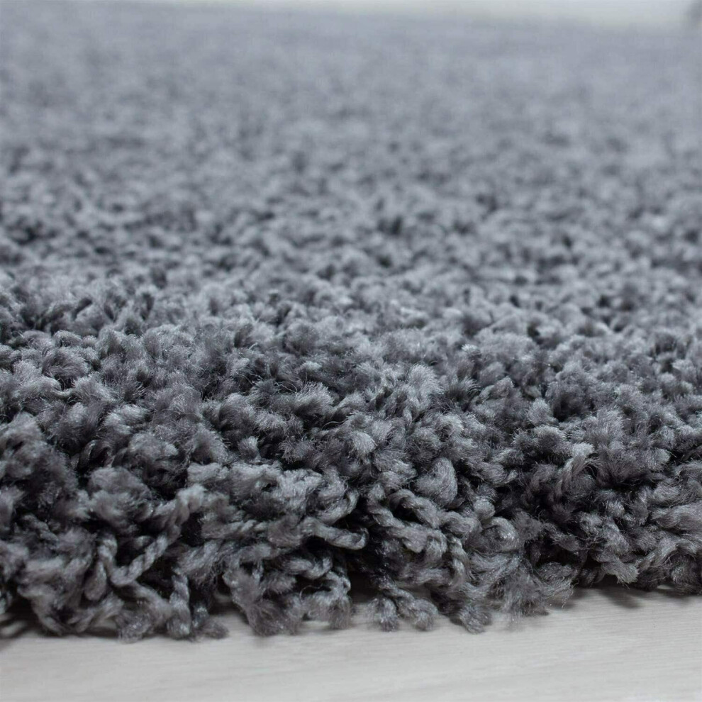 (Dark Grey, 160cm x 230cm) Abaseen Shaggy Non Shed Thick Fluffy Rug