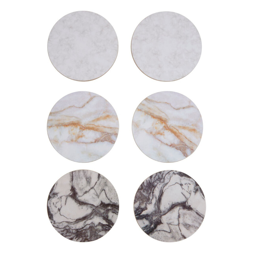 Dia 6Pc Marble Effect Assorted Cork Coasters