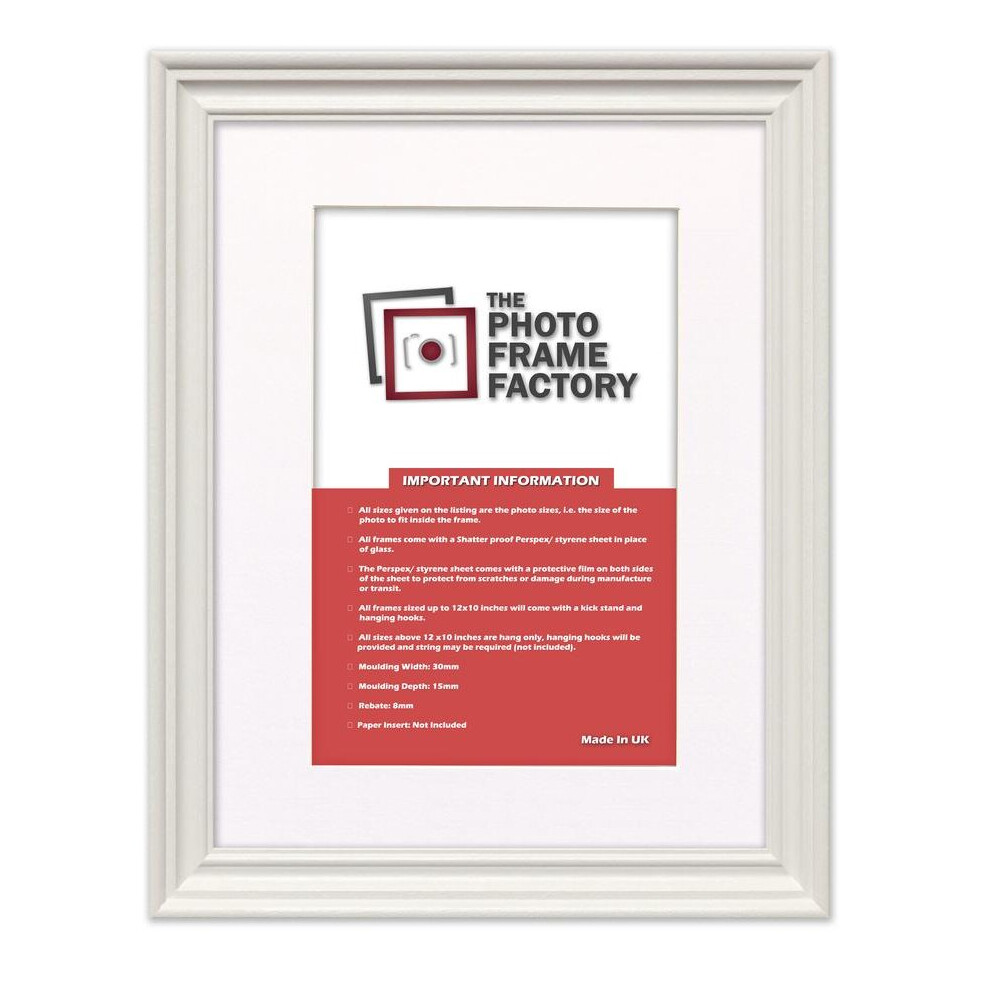 (White Frame White Mount, A3 Pic (A2 Frame)) Picture Frames Swept Style Photo Frames Poster Frames With Multicolored Mounts-image-OPC-P7DMBWH-NEW