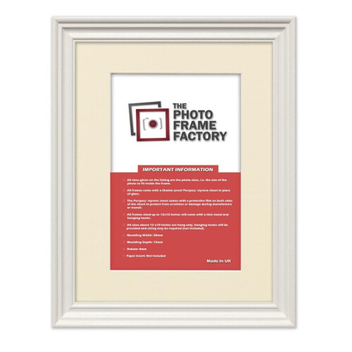 (White Frame Ivory Mount, A5 Pic (A4 Frame)) Picture Frames Swept Style Photo Frames Poster Frames With Multicolored Mounts