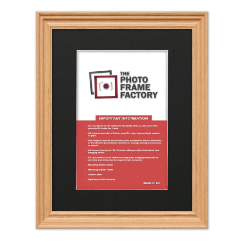 (Oak Frame Black Mount, A2 Pic (A1 Frame)) Picture Frames Swept Style Photo Frames Poster Frames With Multicolored Mounts