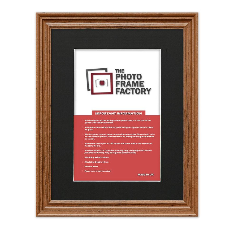 (Dark Oak Frame Black Mount, 12x4 Pic (14x6 Frame)) Picture Frames Swept Style Photo Frames Poster Frames With Multicolored Mounts-image-OPC-P7DMDDG-NEW